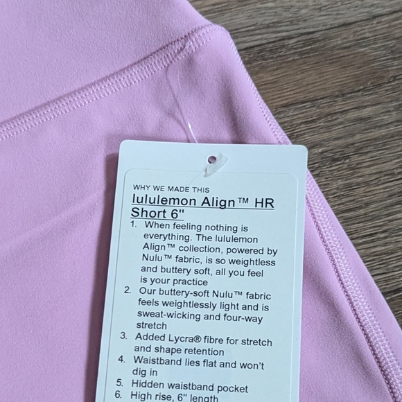 NWT Lululemon Align High Rise Short 6" Vitapink Size 6 - Picture 4 of 9